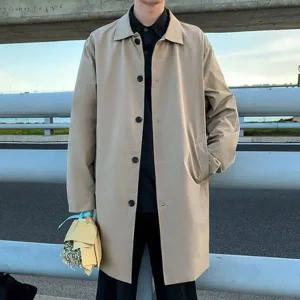 [알티피아]남성 트렌치코트 심플한 가을코트 빅단추 반코트 후드자켓 숏자켓