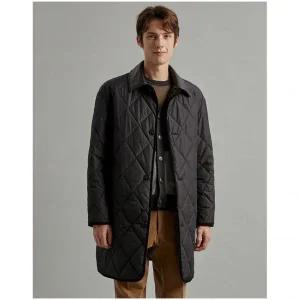 닥스 남성 블랙 가죽 카라 퀼팅 트렌치 코트 DMTR3D101BK 528551