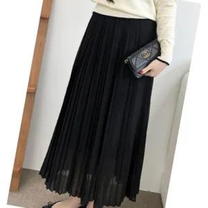 [오노마] ONM 여자 밴딩쉬폰 플리츠 주름 롱스커트 데일리웨어