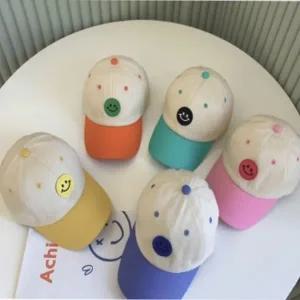 [스마일도매전문샵] 신상 어린이 볼캡 스마일 모자 파스텔 키즈 써니야구볼캡 귀여운 스마일 야구모자