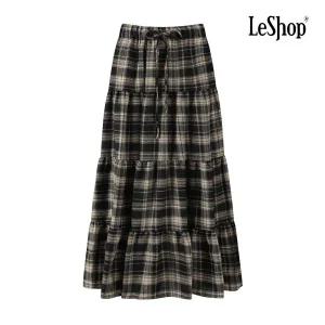 [르샵] 밴딩 리본 체크 러플 롱 스커트 (BP9SK015A)