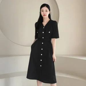 XXL까지) 제이넌 브이넥 퍼프소매 A라인 벨트 원피스 여름 하객룩 오피스룩 데이트 모임 미시 빅사이즈