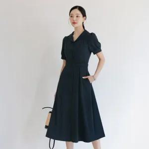 XXL까지) 온제이 플랫 카라 핀턱 벨트 원피스 여름 나들이 하객룩 오피스룩 데이트 모임 미시 빅사이즈