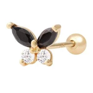 14K 큐빅 귀여운 나비 기본 골드 금 피어싱 아웃컨츠 귓볼피어싱
