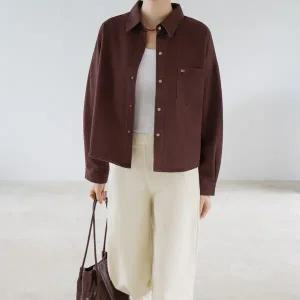 엄마옷 마담4060 자켓 모던베이직 여성 똑딱이버튼셔츠-YJK2509025-