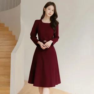 [시크라인] (~XXL까지) 제르네 트위드 벨트 원피스 가을 플레어 A라인 하객룩 오피스룩 모임룩 격식룩 빅사이즈