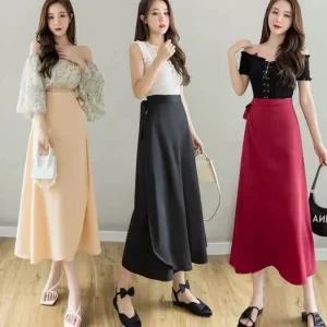 느낌 여름플리츠 쉬폰 롱 랩스 치마 랩 여름롱 (WFK28C0)