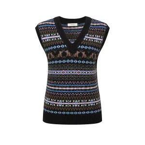 [롯데백화점]헤지스레이디스 울 블렌디드 페어아일 V넥 베스트 HSSW5D103