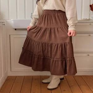 [하젤]모드리 코듀로이 캉캉 롱스커트_F4244