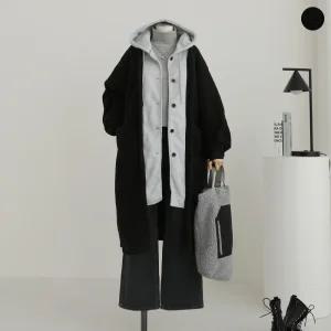 [모노시크] 포르드 이중 후드 레이어드 뽀글이 롱 코트_MNCS407