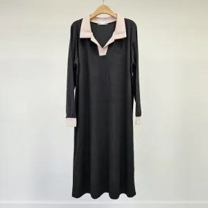 빅사이즈 509 달링배색카라긴팔원피스 DBSS703