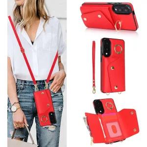 여성용 카드 홀더가 있는 Galaxy S25 Edge 크로스바디 지갑 케이스, RFID 차단 PU 가죽 지퍼 핸드백 플립