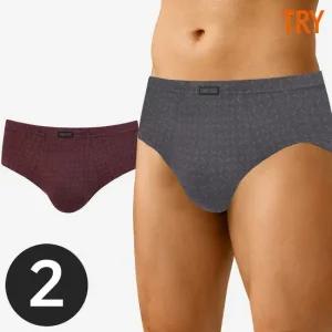 남자삼각팬티 모달 스판 브리프 패턴 신축성 아빠팬티 2매입 세트