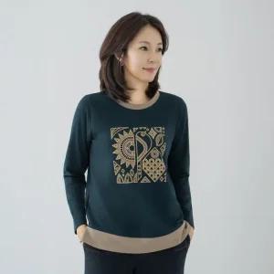 엄마옷 마담4060 에스닉배색티셔츠 중년여성 베이직한 데일리 -ZTE2509061-