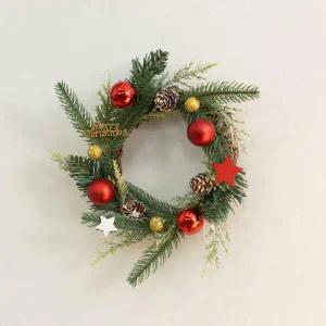 아트박스/플라워트리 크리스마스 장식 센터피스 큐티레드 캔들 리스 20cm