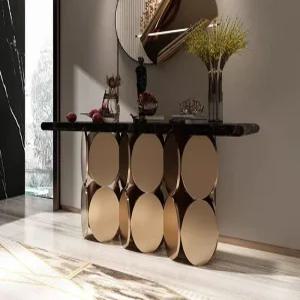 골드 복도콘솔 북유럽 대리석 장식장 슬림 협탁 선반