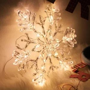 플라워트리 크리스마스 눈꽃 장식 AA건전지 크리스탈 전구 32cm