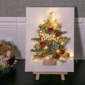 /플라워트리 크리스마스 트리 벽장식 이젤세트 네이쳐 캔버스 45cm