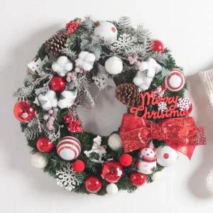 /플라워트리 크리스마스 리스 벽장식 플레드 목화 베리 60cm 소품
