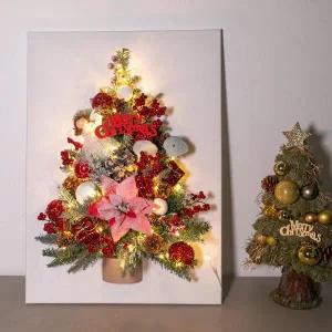 /플라워트리 크리스마스 트리 벽장식 스노우 포인꽃 캔버스 70cm