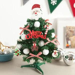 /플라워트리 크리스마스 미니트리 리본 우드 라인 PVC 30cm 장식