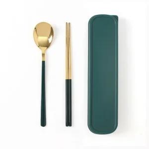 골든테이블 휴대용 수저세트(그린)/수저/세트/블랙/젓가락/숟가락/도시락/숫가락/유기/수저통/캠핑/포크/