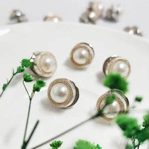 [콩심팥심]진주브로치핀 옷고정 한복 혼주 세트 화이트 올진주