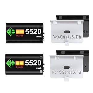 다이노스트라이크 Xbox 컨트롤러 충전소용 흑백 커버가 포함된 5520mWh Xbox 컨트롤러 배터리 팩 2팩(A100 시리즈 제품)