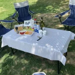 체크테이블매트 2인용 체크브라운 행사용테이블보