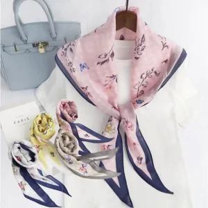 이레유통 여성스카프 봄 가을 여자 플라워포인트 마름모 사각 스카프 4종
