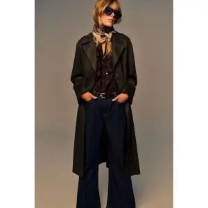 [정품] 자라 자켓 코트 데일리 아웃터 ZARA 롱 스웨이드 트렌치 - 카키