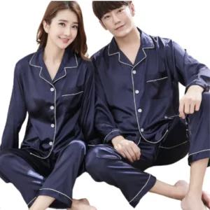 이레유통 가을 겨울 신혼부부 커플잠옷 긴팔 실크 여성 여자 남자 파자마세트