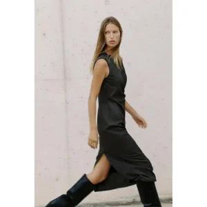 [정품] 자라 원피스 미니 미디원피스 데일리 ZARA 버클 스트라이프 미디 - 그레이