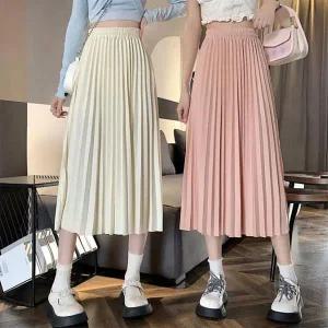 [트렌드스토어]주름 플리츠 A라인 봄소녀 플레어 롱스커트_P367894638