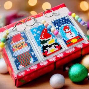 [아트박스]/오렌지몰 크리스마스 사각 보석십자수 가방고리 비즈 키링