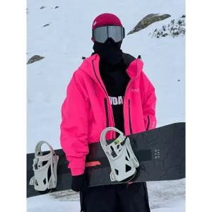 핫핑크 스노우보드복상의 형광 스키복 방수 스키 남성