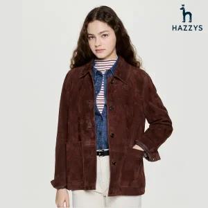 [롯데백화점]헤지스레이디스 [25FW]브라운 포켓배색 리얼스웨이드 자켓 HSJA5D803 5D803