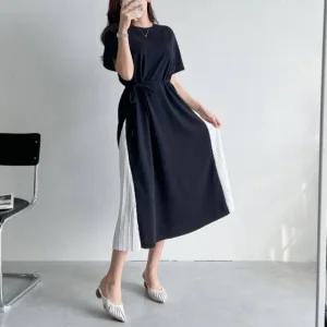 고품질 원피스 배색 롱 하객룩 블랑 빅사이즈여름원피스 원피스 (WFK784F)