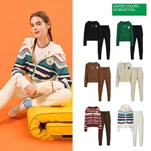 [베네통]소프트부클 니트셋업 2종 (후드집업+팬츠)