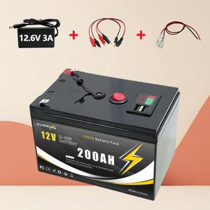 12V 18650 리튬 배터리 200Ah LiFePO4 4000+ 딥 사이클 내장 BMS UPS용 카약 어군탐지기 태양광 패널 파