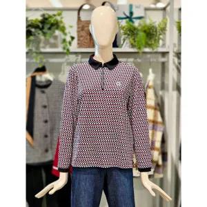 갤러리아 크로커다일레이디 기하학 반집업 카라 티셔츠 CLESTS205