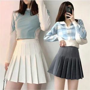 [오노마] ONM 여자 밴딩 플리츠 미니스커트 테치마 속바지 내장