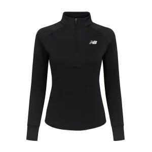 뉴발란스 히트 그리드 트레이닝 여성 아노락 반집업 긴팔티 블랙 러닝 런닝 WT43200-BK