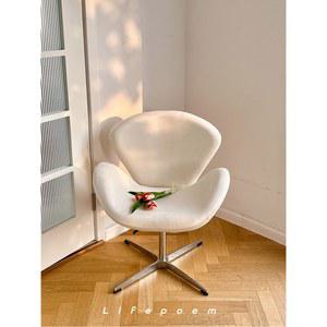인테리어의자 백조 스완체어 1인용 북유럽 화이트 의자 거치식 부클 플란넬 싱글