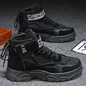 스포티 무드 남성 레터링 포인트 찍찍이 워커 안전화 바이크부츠