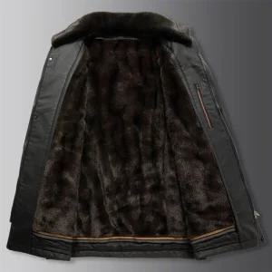 남성 캐주얼 항공 점퍼 중년 기모 퍼 가죽자켓 겨울 안감 코트 빅사이즈 칼라 스포M4