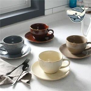 [셀러에이드]세련된 도자기 커피컵 홈카페 손님대접 우아한 커피잔소서세트