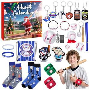 청소년 소년 소녀들을 위한 어드벤트 캘린더 2025 스포츠 야구공 크리스마스 카운트다운 선물 액세서리 및 장식 스타킹 스터퍼 (야구)
