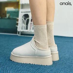 [아나이스]스웨이드 통굽 털슬리퍼 4cm_25F161 [무료배송]