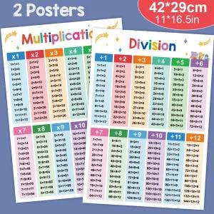 구구단 및 곱셈표 2 교육용 수학 포스터 - 교사를 교실 장식